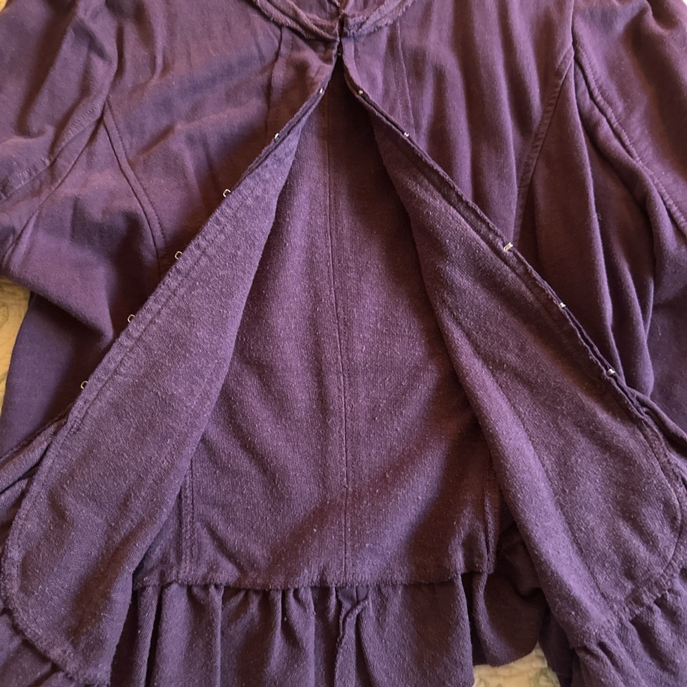 Purple Ruffled Open-Front Blazer - Picture 5 of 6
